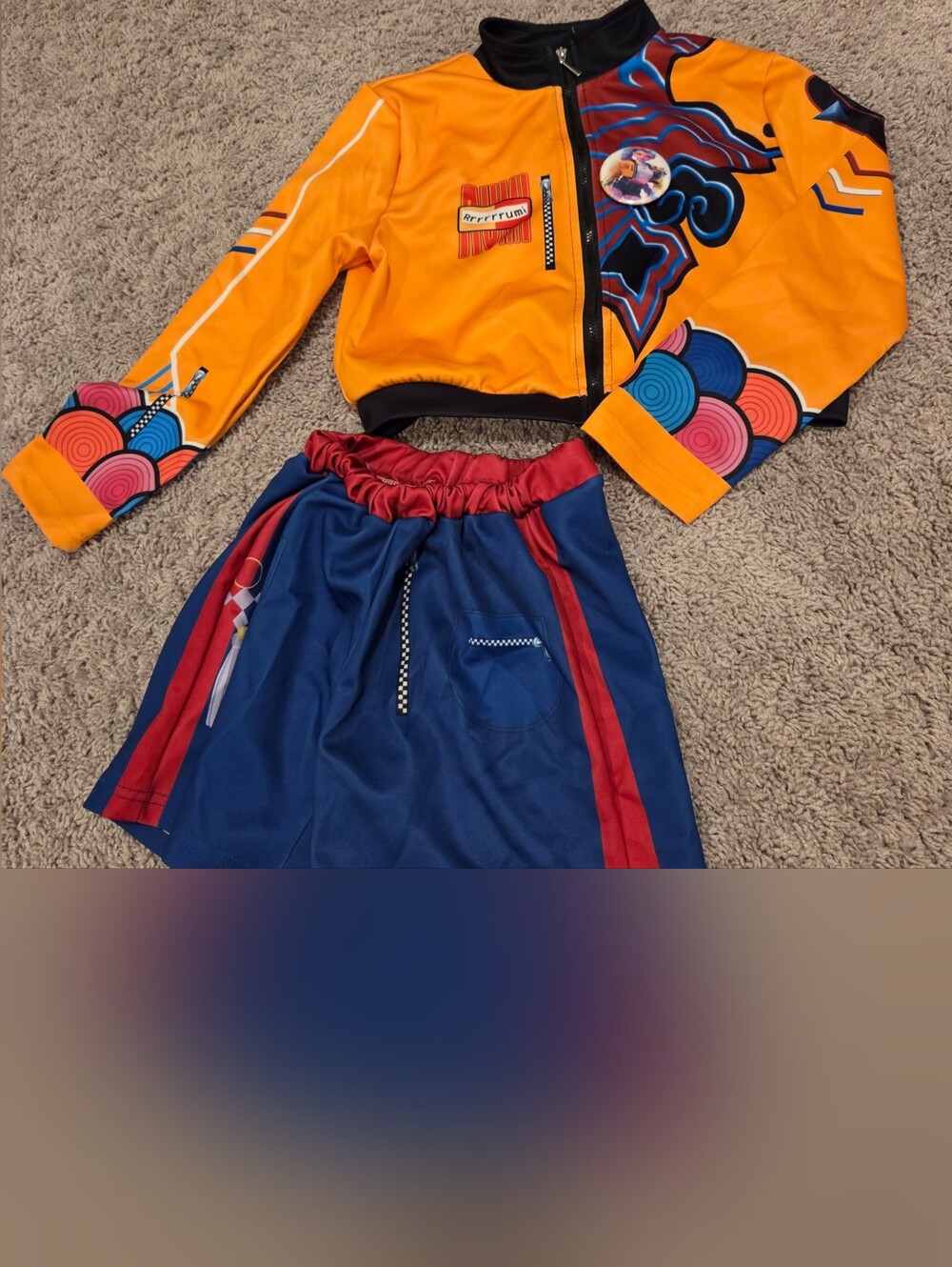 Kids Rummy Orange and Blue Costume Set - Vibrant Jacket & Skirt